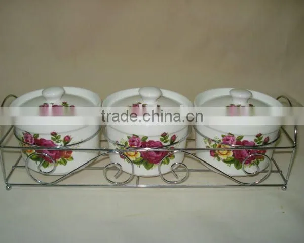 Empty Ceramic Spice Jar With Metal Stand photo-2