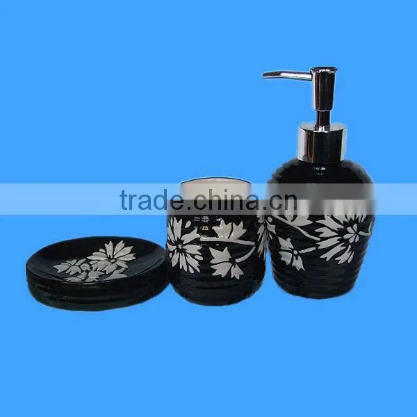 Factory Dirct Embossed Flower Ceramic Bathroom Accessories Set 4/s photo-2