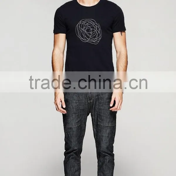 Cotton/spandex Man Black T-shirt Fit Mens Printing T-shirt photo-6