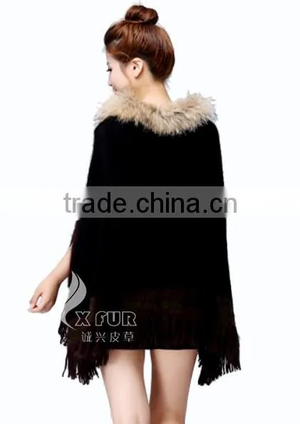 CX-B-P-33C 2016 Wholesale Fashion Lady Pashmina Shawl With Raccoon Fur Collar photo-2