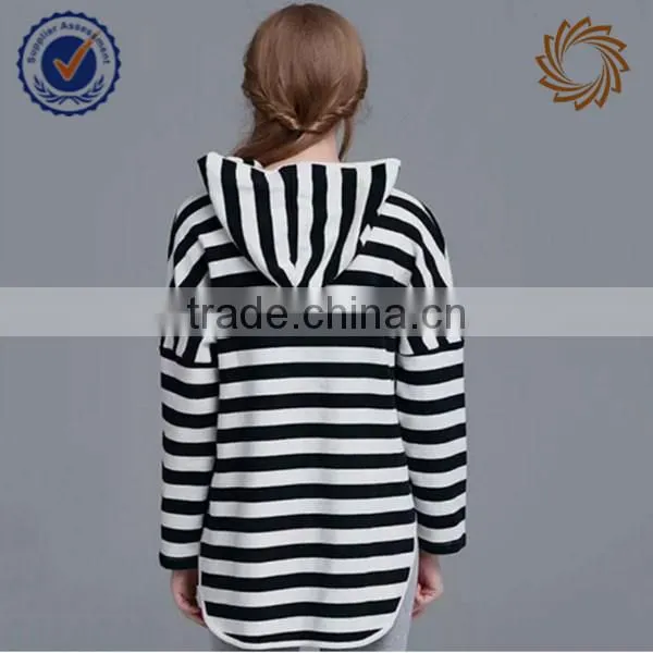 Longline Curve Hem Striped Cute Hoodies for Women photo-2