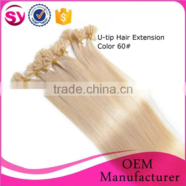 2016 Hot Selling Unprocessed Virgin Pre-bonded U-tip Hair Extension, Blonde Straight Human Hair photo-4