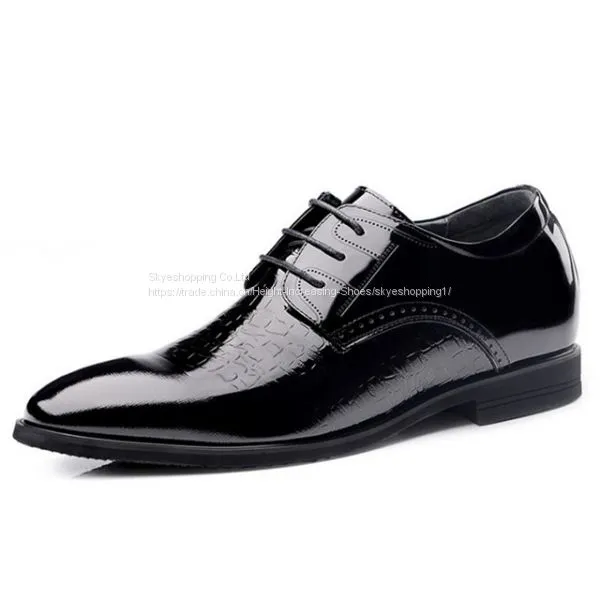 Genuine Leather Height Increasing Elevator Shoes for Men Formal Dress Wear