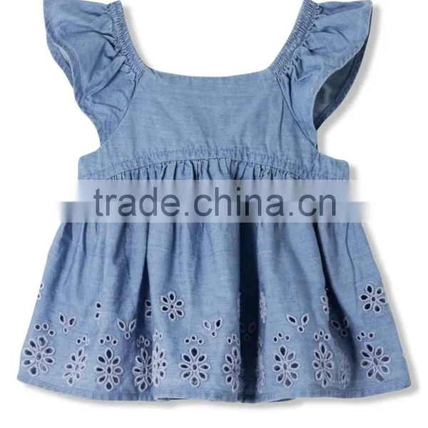 Latest Design Girls Top Sleeveless Baby Girls Top Design Embroidered Kids Wear photo-2