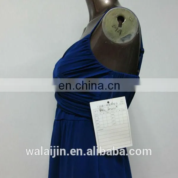 High Quality Low Neckline Spaghetti Strap Pleated Bust Ladies Royal Blue Dress photo-6