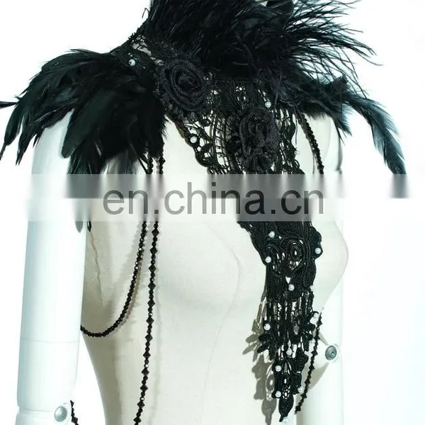 Gothic Chest Shrug With Feathers photo-3