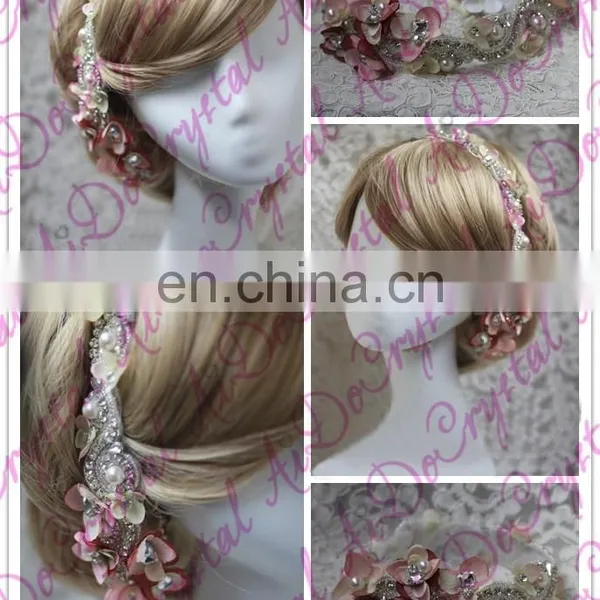Aidocrystal Luxury Crystal Rhinestone Headpiece,pearl Princess Flower Crown Hair Accessories photo-3