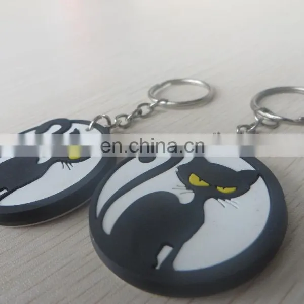 Round Double-sided 3d Embossed Pvc Keychain With Cat Logo photo-6