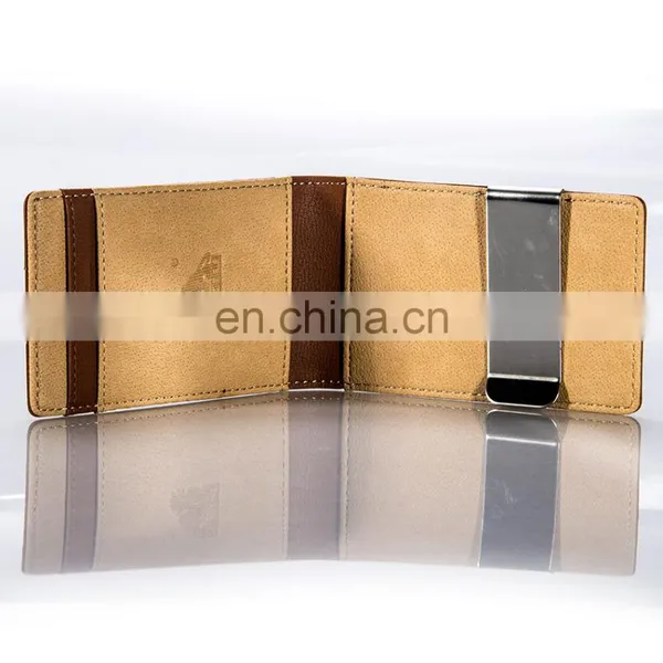 Low Price Handcraft Simple Design Brown Leather USA Money Clip photo-5