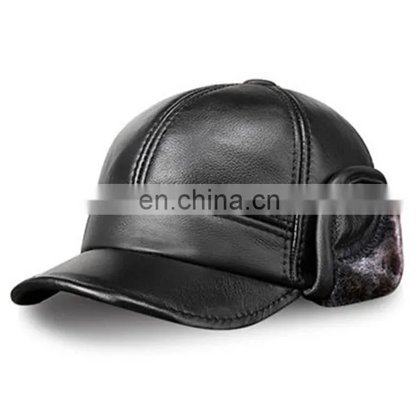 Unisex Cowhide Genuine Leather Earflaps Earmuff Bomber Baseball Hat Trapper Cap photo-6