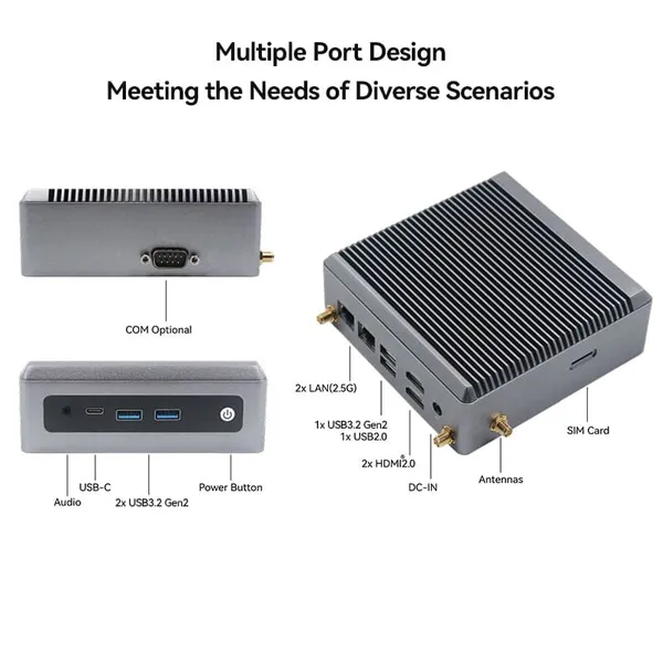 Fanless Compact Mini PC Alder Lake N100 Quad Core 3.4GHz 2*HDMI Dual LAN Rugged Computer for Industrial Control/Home Entertainment photo-4