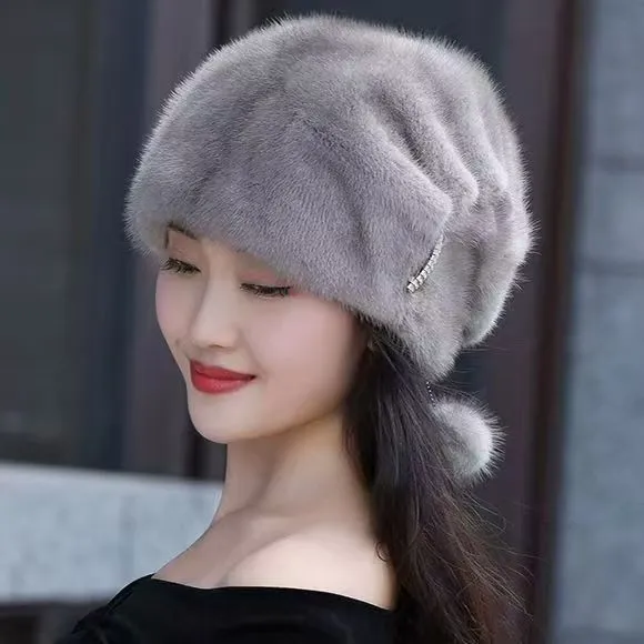 Faux Mink Fur Beret Hat photo-2