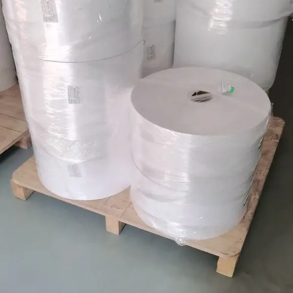 Best Seller 80gsm Semi Gloss Coated Paper Jumbo Roll Hot Melt Adhesive Glassine Liner For Barcode Food Commodity Label Raw Material photo-2