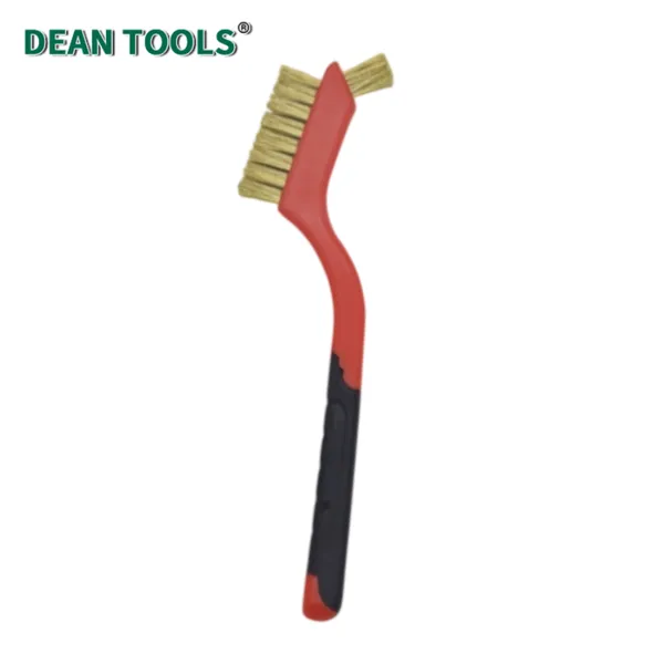 Non-Sparking Brush,Bent Handle Dual-Sided Heads Wire Brush With Soft Grip Handle Double-Ended Cleaning Brush photo-5