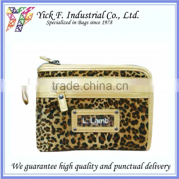 Leopard Velvet Gold Color With Handle Ladies Women Zipper Wallet