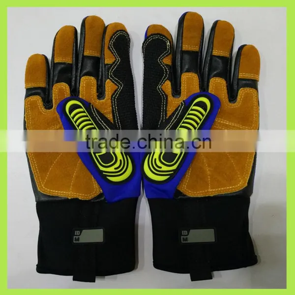 Heat Resistant The Oil Workers Double Palm Impact EN1621-1 Cuff High Breathable Glove photo-4