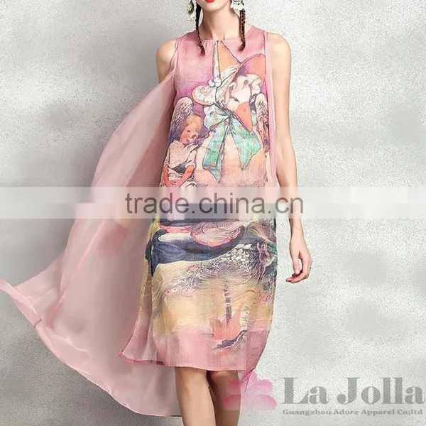 2016 Summer Fashion Ladies False Two-piece Chiffon Sexy Short Sleeves T-shirt 141