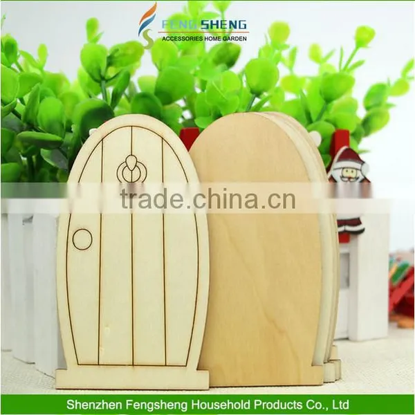 Unpainted Plaque Laser Cut Wooden Fairy Faerie Elf Doors Craft With Plaque Christmas Decorations photo-2