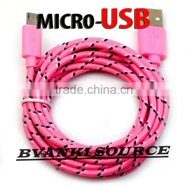 10 Color Round Shape 1m 2m 3m Braided Micro USB Cable Data&Sync Charger For Android photo-3