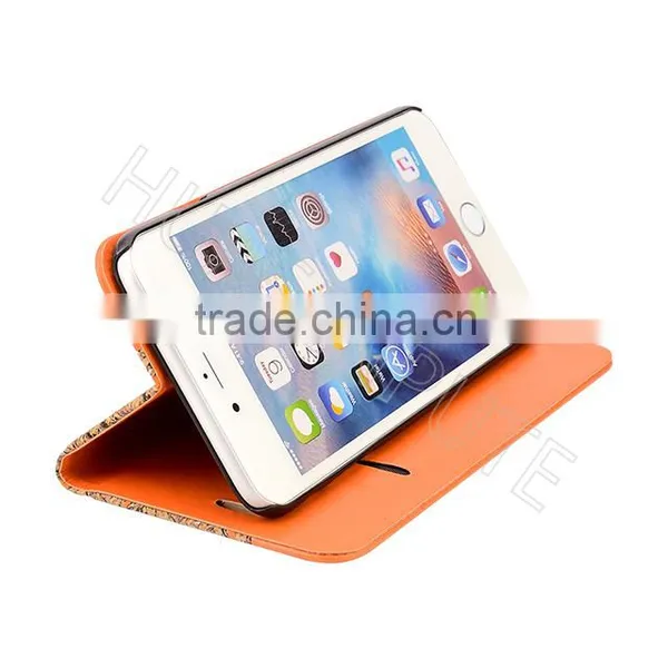 Book Style Real Wooden and PU Leather Coating Flip Cellphone Case for IPhone 6s photo-5