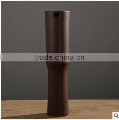Chocolate Color Desk Tall Cylinder Vases From Jingdezhen Factory photo-3