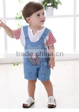 The Decimal Point Baby Bib Kids Summer Cotton Shorts Denim Pants Boy Cartoon Children Summer Thin Section photo-2