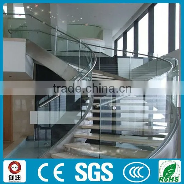 Moden Indoor Prefabricated Steel Glass Curved Stairs Design photo-4