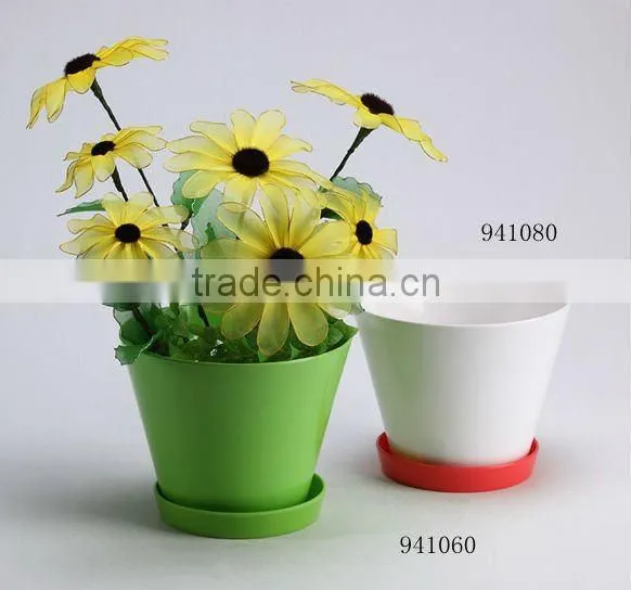 Wholesale Round Colorful Plastic Melamine Flower Pot With Bottom