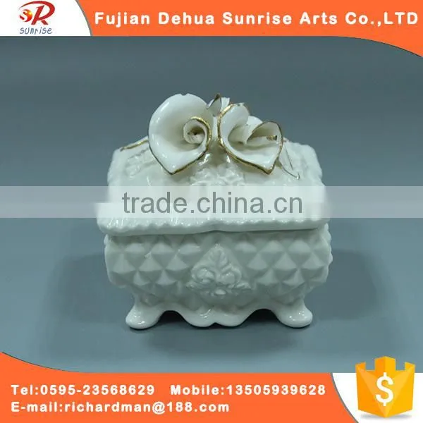 White Ceramic Glazed Fashion Jewelry Box