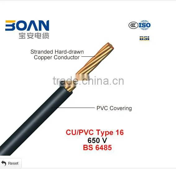 CuPVC Type 16PVC Covered Conductors for Overhead Power Lines 650 V BS 6485