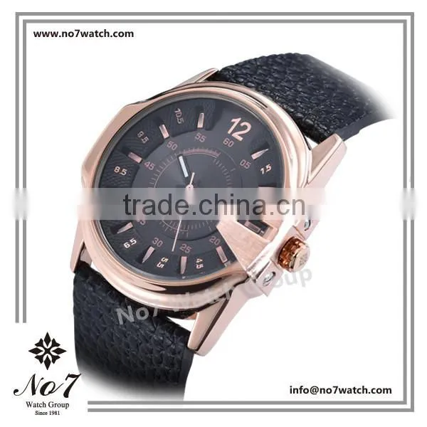 50M Water Resistance Quartz Copper Case Genuine Leather Watch photo-2
