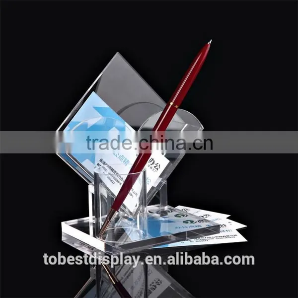 Desk Business Card Holder Pen Holder, Plastic Pencil Holder, Name Card Holder