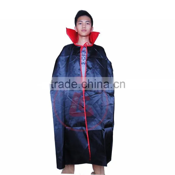 Halloween Party Sexy Long Black Cape Satin Cape Vampire Cape for Party photo-3