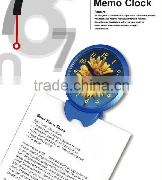 Shiny Color Small Magnetic Plastic Memo Clock With Folder photo-3