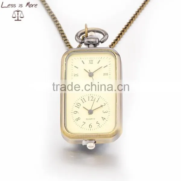 2015 Decorative Custom Double Clock Pocket Watch Vogue Two Clock Pocket Watch