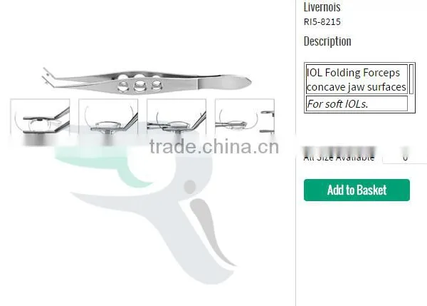 Livernois IOL Folding Forceps Concave Jaw Surface,