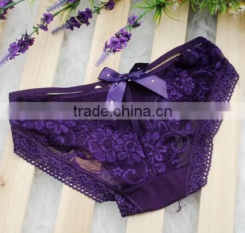 Sexy Lace Behind the Bow Low Waist Women's Underwear Women Briefs photo-5