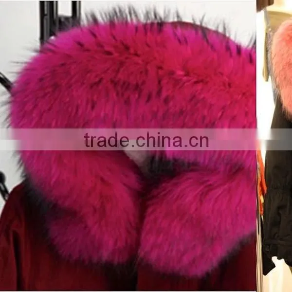 FIF-RC-40 Big Raccoon Fur Collar for Women Winter Jacket/Parka/Coat Detachable Real Fur Trim for Hood photo-3