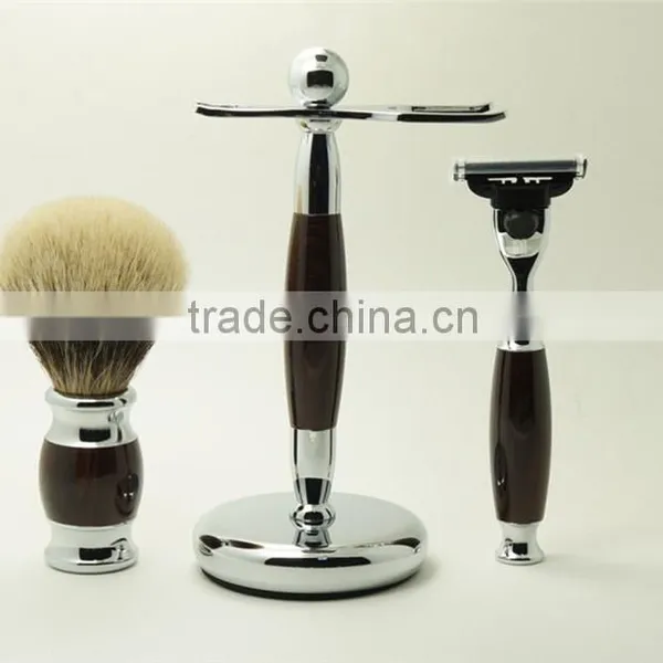 Hot Sale Metal Shaving Bowls Luxury Razors Real Badger Hair Brushes Shaving Set photo-4