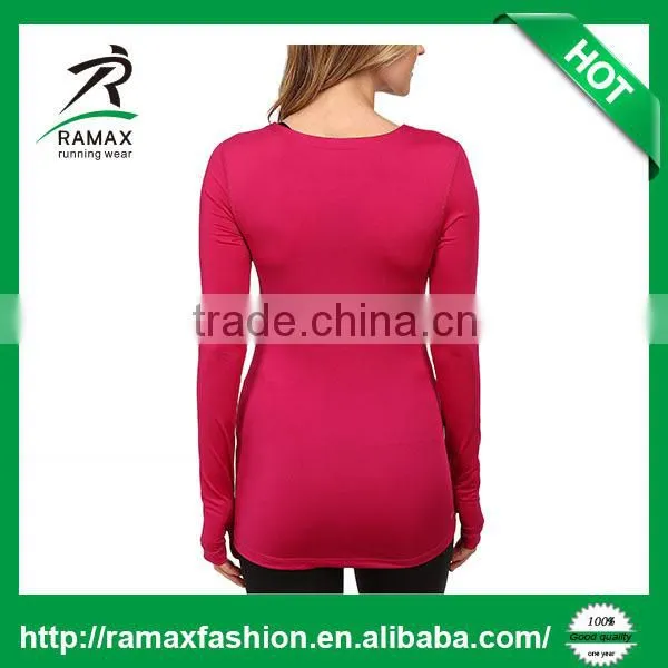 Ramax Custom Women Tight Long Sleeve V-neck Dri Fit Gym Top photo-3