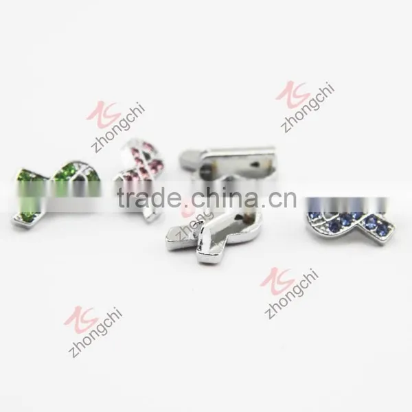 Crystals Pave Awareness Ribbon Charm Available in White,Green,Blue,Purple,Pink & Red(JP08) photo-3
