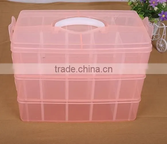 33.2cm*18.5cm*24.5cm Three Layers 30 Compartments Jewelry Adjustable Plastic Clear Box Jewelry Earring Bin Case Container photo-4