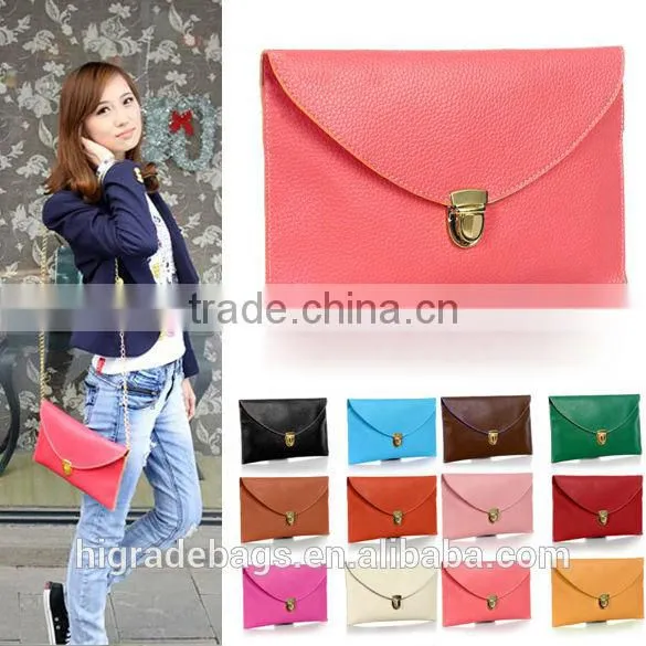 Womens Envelope Synthetic Leather Lady Clutch Bag New Fashion Envelope Clutch Bag With Chain Shoulder