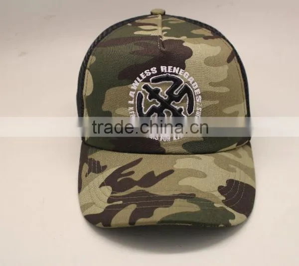 Custom Snapback Trucker Hats and Caps/wholesale Embroidered Camo Mesh 5 Panel Hat photo-2