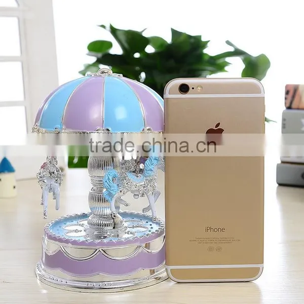 Wood Craft Carousel Music Box Lover Christmas Gift Flash Light Music Box photo-2
