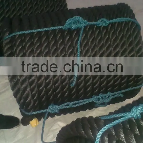 3 Plait Black Color Polypropylene Mooring Rope photo-3