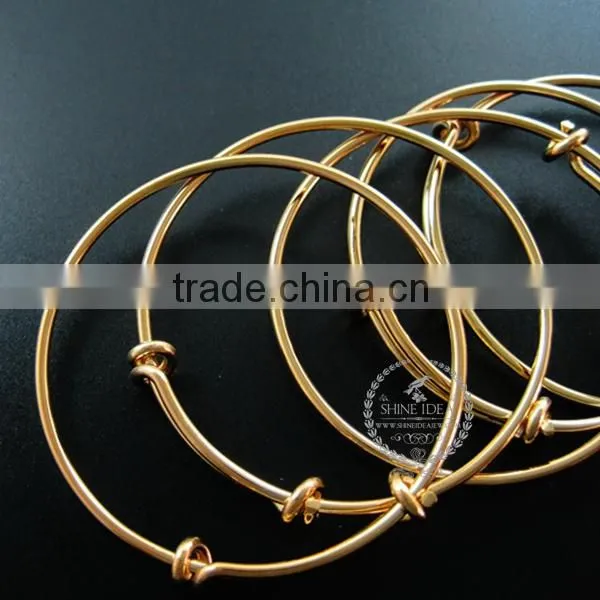 50mm Diameter Brass 14K Gold Plated Simple Wiring Bracelet for Beading DIY Jewelry Supplies 1900105 photo-3