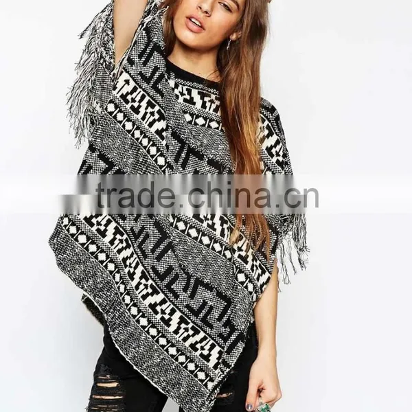 2015 High Latest Fashion Design Wool Shawl With Fringes photo-2