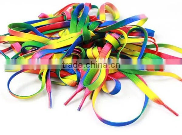 High Quality Polyester Rainbow Flat Shoelace photo-2