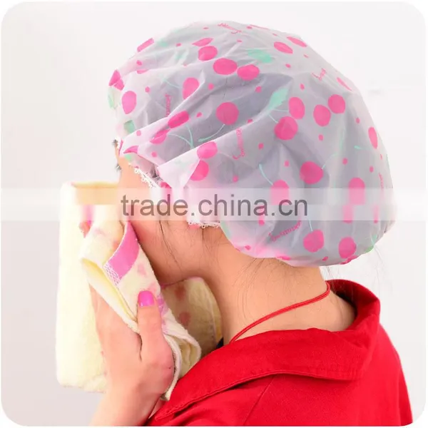 Q076 Wholesale Cap Lovely Thick Waterproof Bath Plastic Shower Cap photo-2